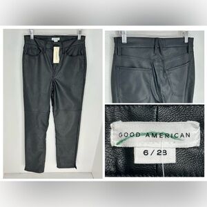 Good American NWT Better Than Leather Good Boy Pants Size 6/28 Black‎ 29x31.5